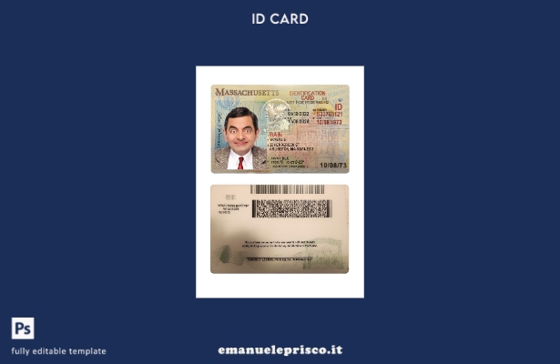 modello di carta d'identità USA Massachusetts stile verificato